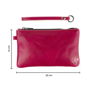 Cognac Genuine Vegetable Tanned Leather Wristlet Clutch