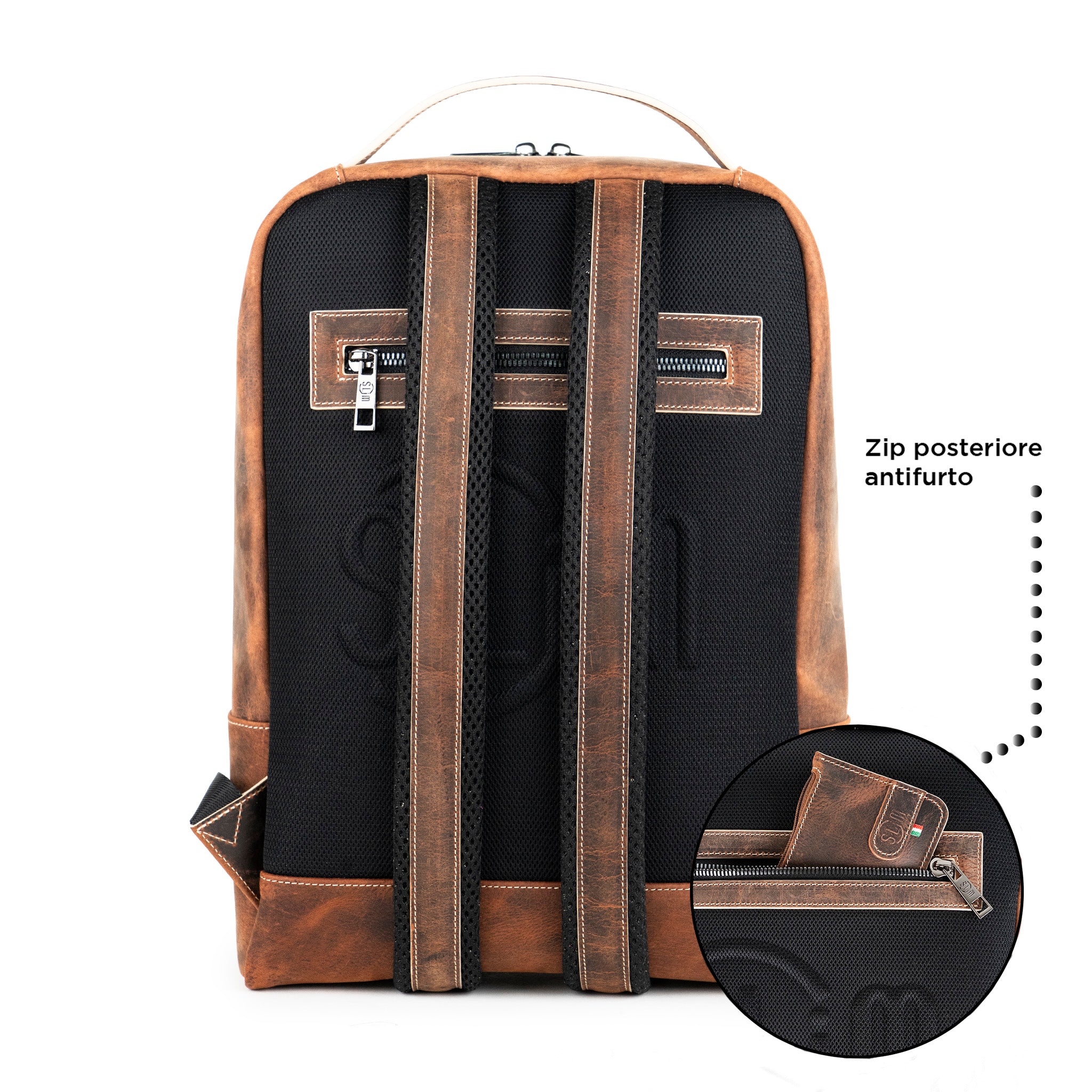 Zaino Medio Vera Pelle Crazy Horse Brown