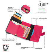 SLim®️ carbon style genuine leather wallet black/yellow with zip