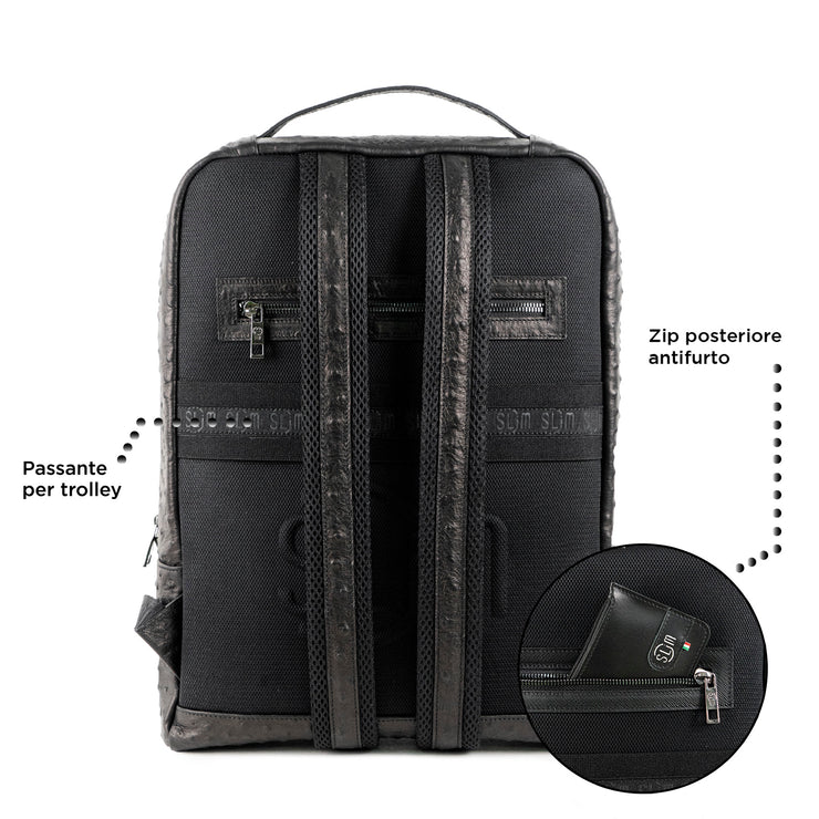 Genuine Leather Backpack Carbon Black