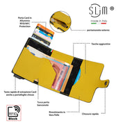 SLim®️ Genuine Saffiano Leather Card Holder, Scratch-Resistant, Blue