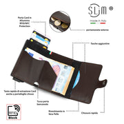 Porta Carte Vera Pelle Testa di Moro con Zip
