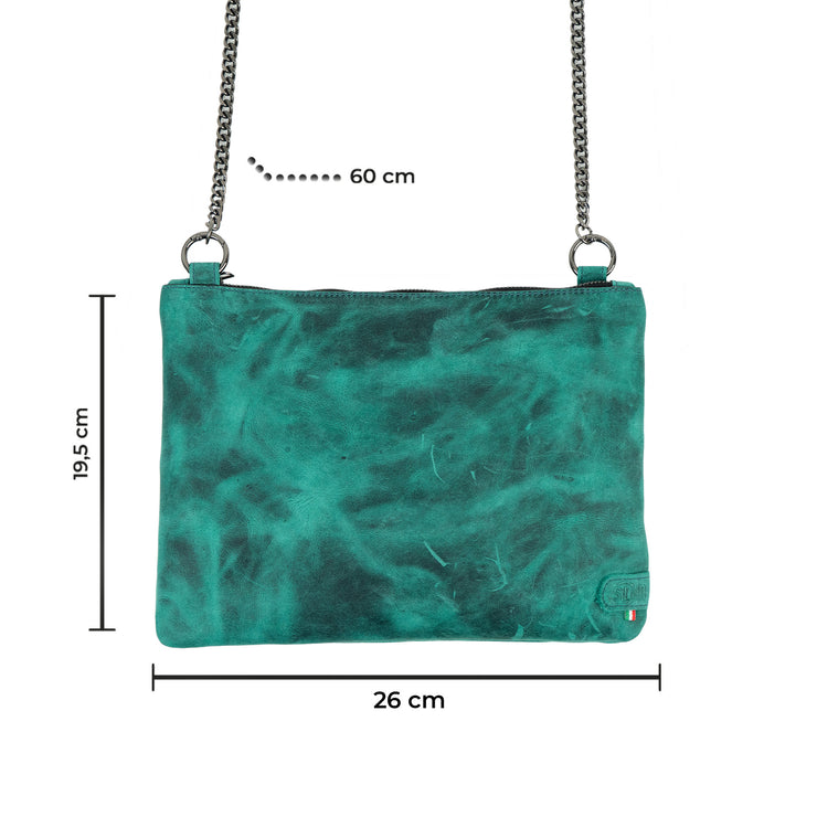 Clutch Bag with Wristband in Genuine Black Saffiano Leather