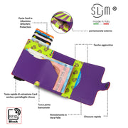 SLim®️Tacchi Pop Art Vera Pelle Bottalato con zip porta monete