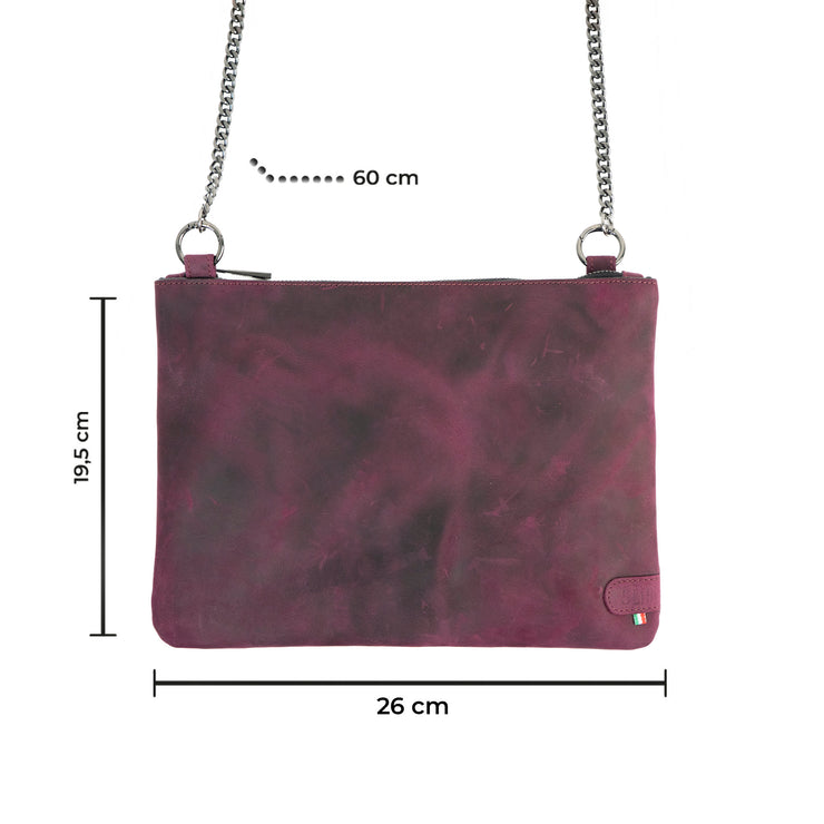 Clutch Bag with Wristband in Genuine Black Saffiano Leather