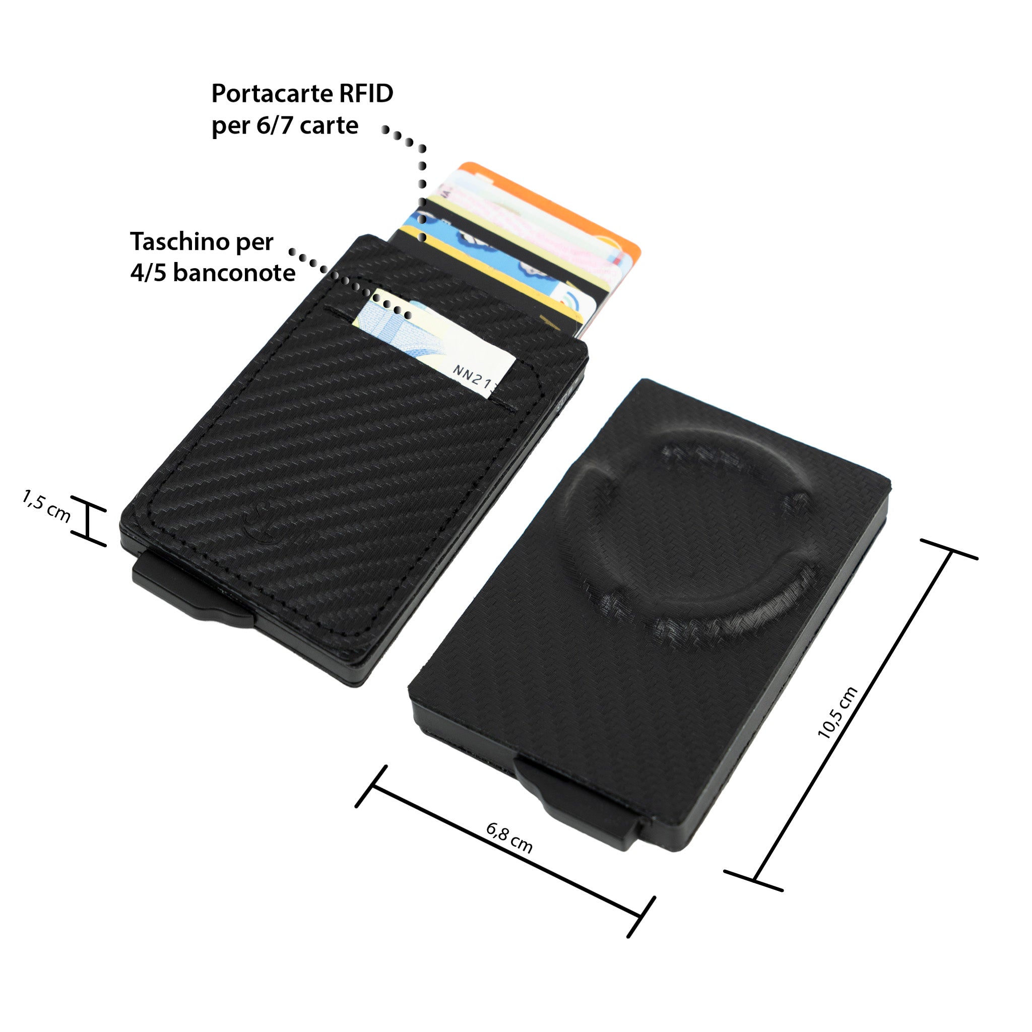 SLim®️ Portacarte Magnetic Carbon Nero