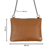 Clutch Bag with Shoulder Strap in Genuine Ostrich Leather in Fluorescent Yellow