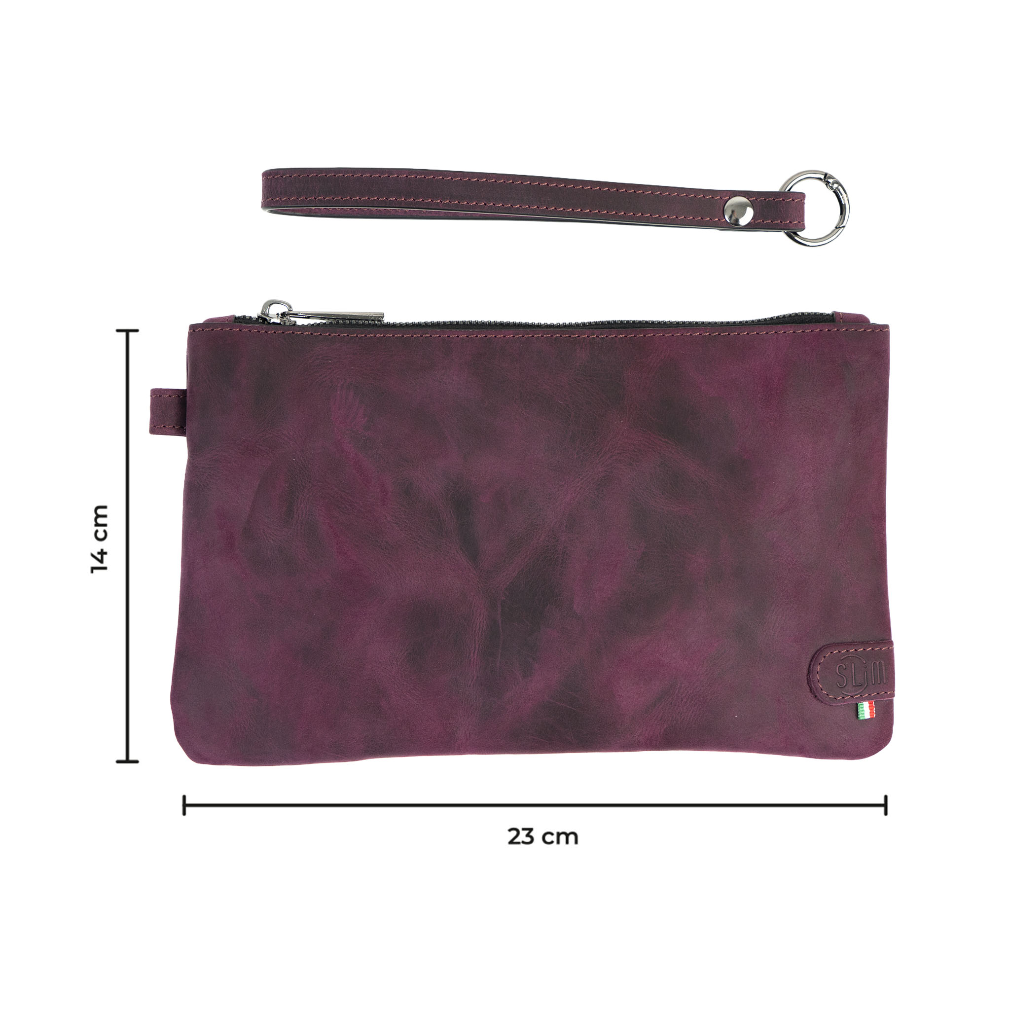 Pochette con Polsiera Vera Pelle Crazy Horse Viola