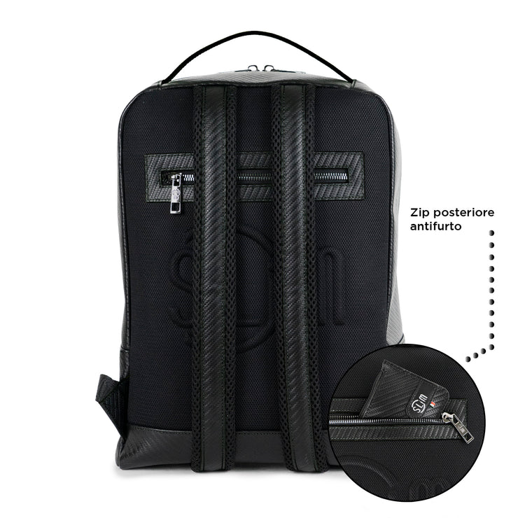 Zaino Vera Pelle Carbon Nero
