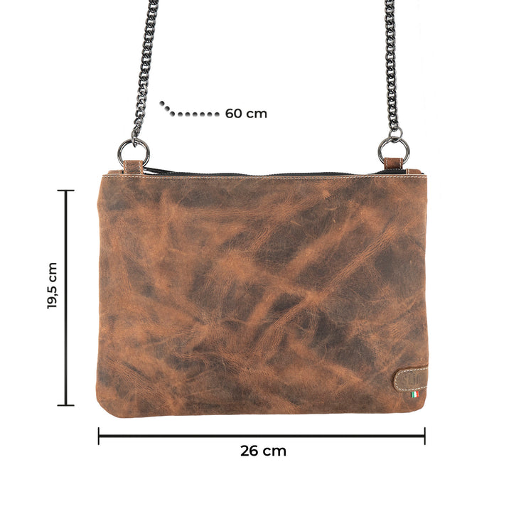 Clutch Bag with Wristband in Genuine Black Saffiano Leather