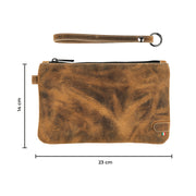 Crazy Leather Dark Brown Genuine Leather Wristlet Clutch
