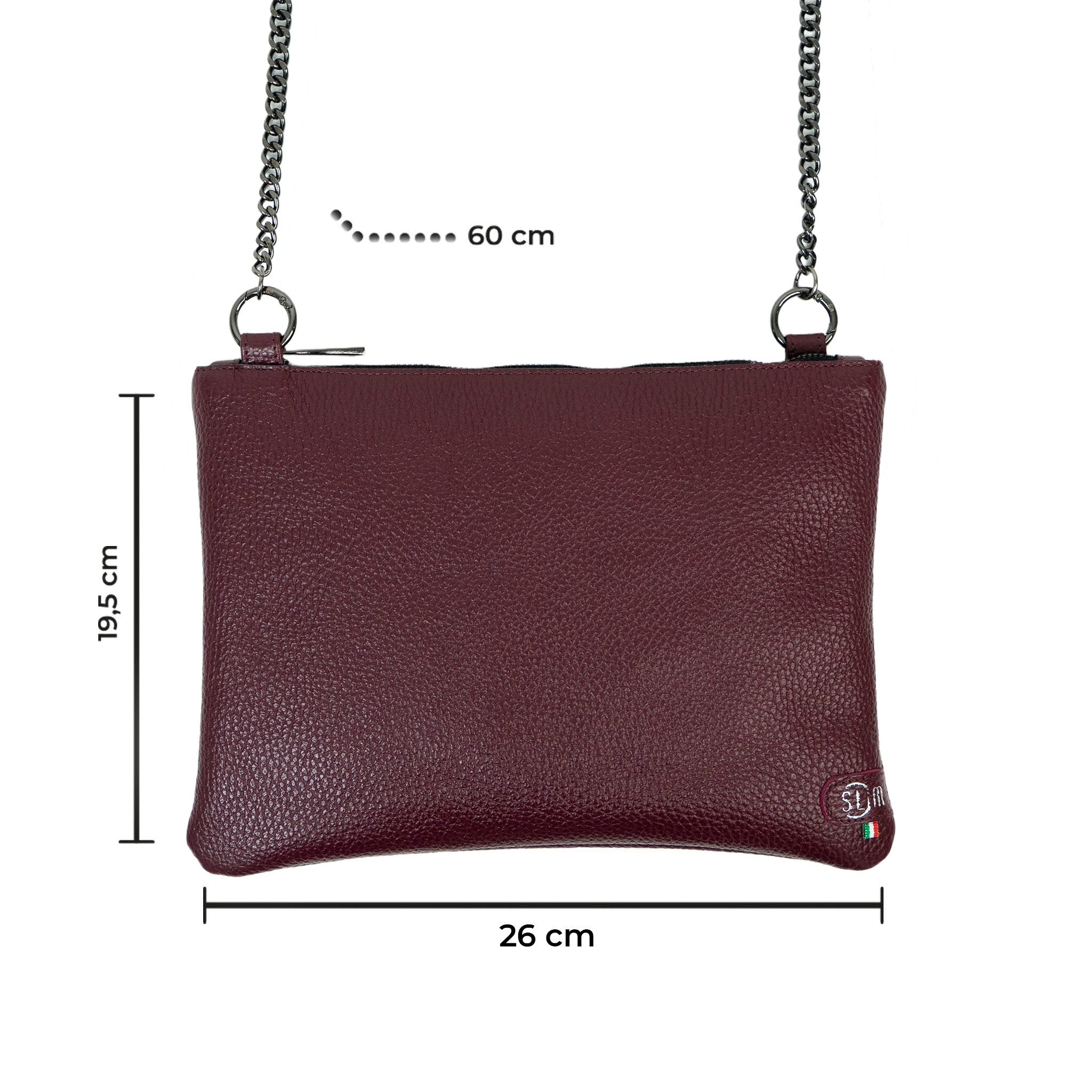 Pochette con Tracolla Vera Pelle Bottalato Vinaccia