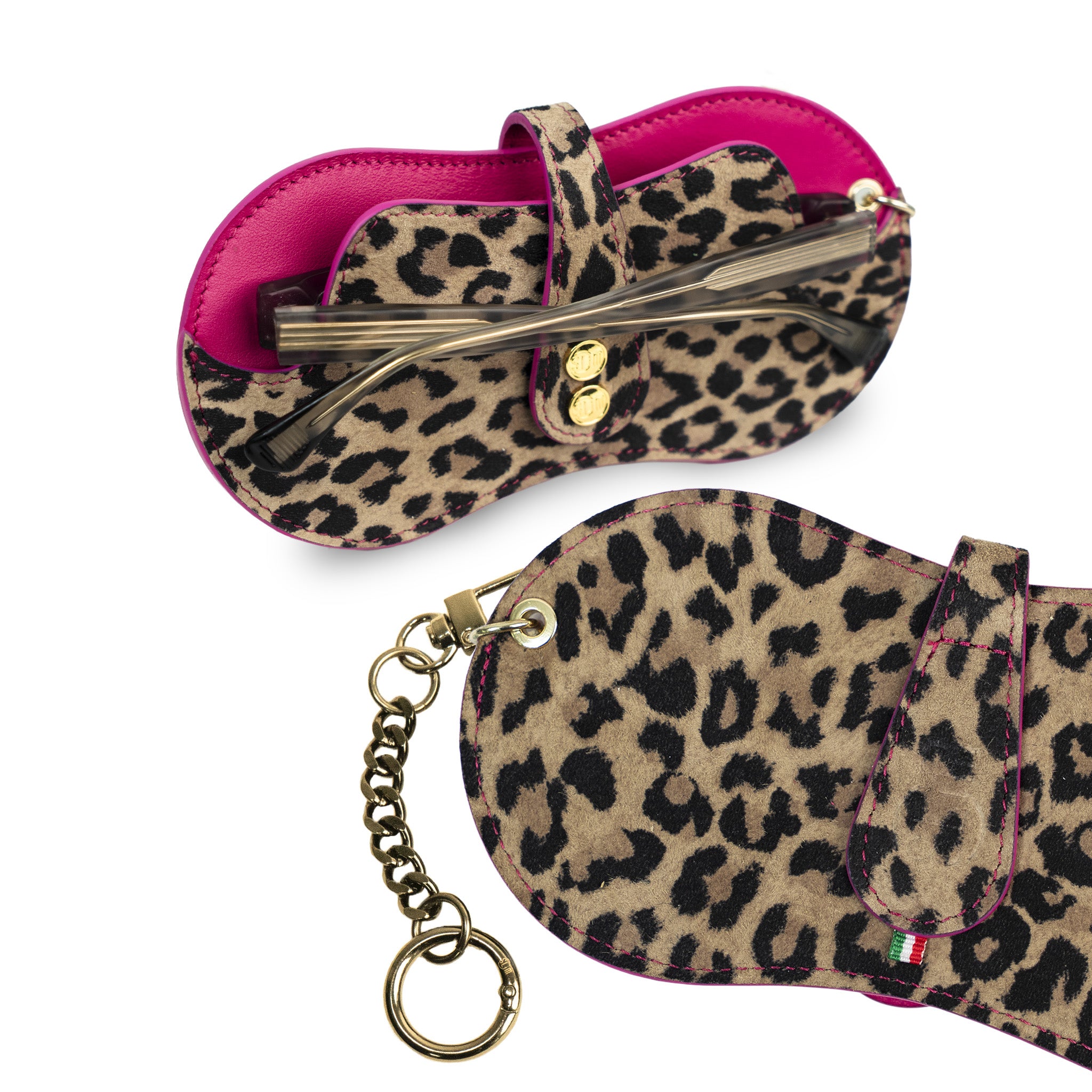 SLim Vision Vera Pelle Animalier Leopard e Fucsia