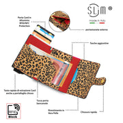 SLim®️ Vera Pelle Animalier Leopard Rosso con zip porta monete