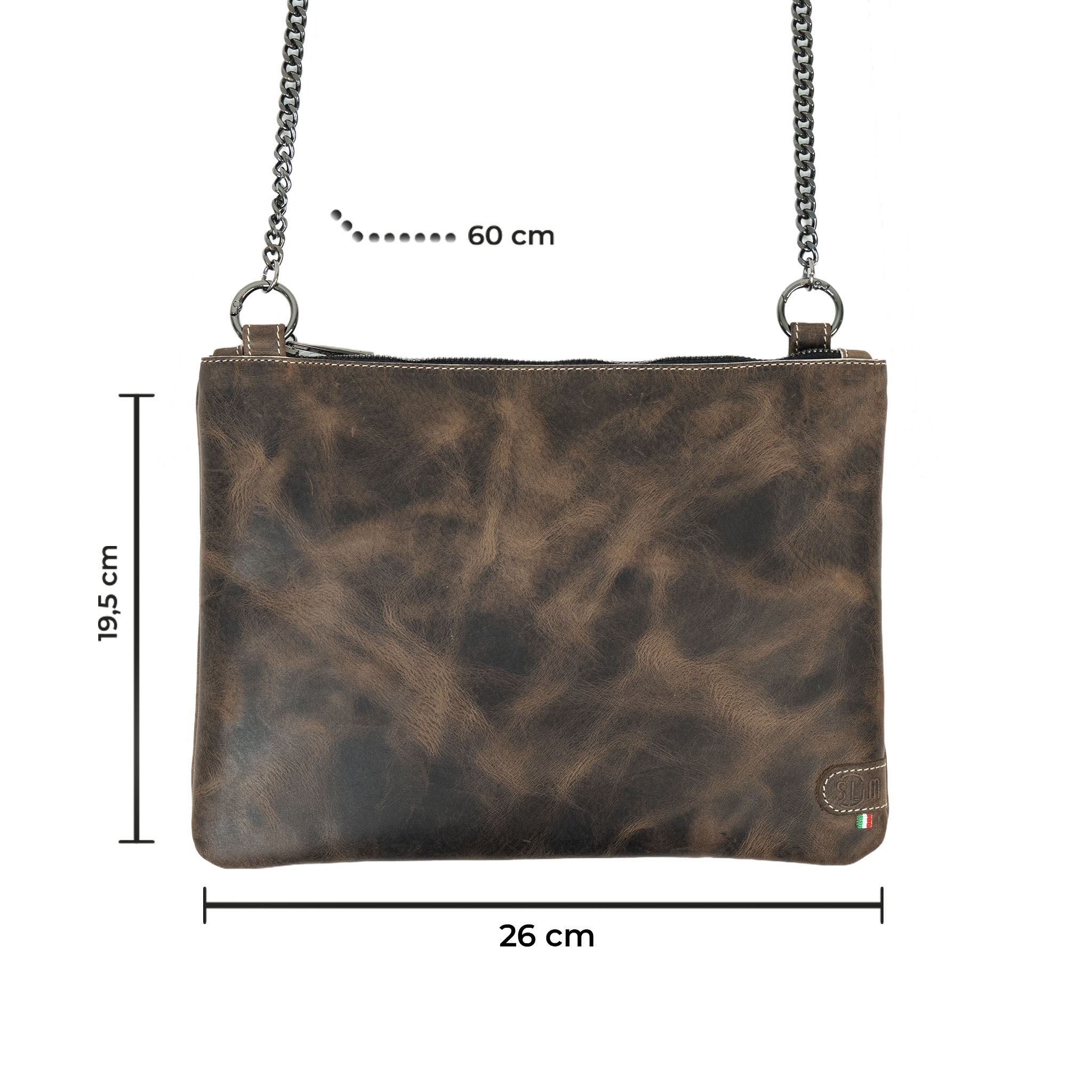 Pochette con Tracolla Vera Pelle Crazy Dark Brown