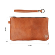 Pochette con Polsiera Vera Pelle Vegetale Cognac