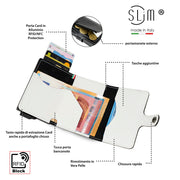 SLim®️ carbon style genuine leather wallet black/yellow with zip