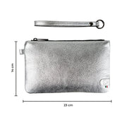 Clutch with Wristband in Genuine Ostrich Leather in Fluorescent Fuchsia