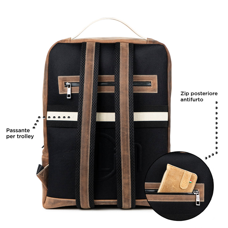 Genuine Leather Backpack Carbon Black