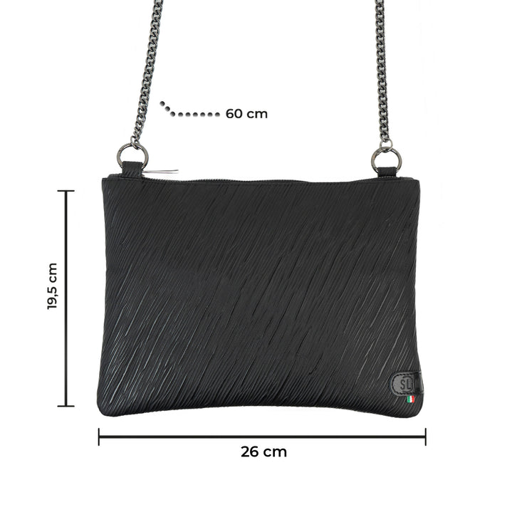 Clutch Bag with Shoulder Strap in Genuine Epi Leather in Black