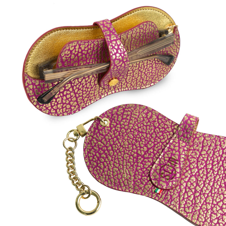 SLim Vision Vera Pelle Metal Fucsia e Oro