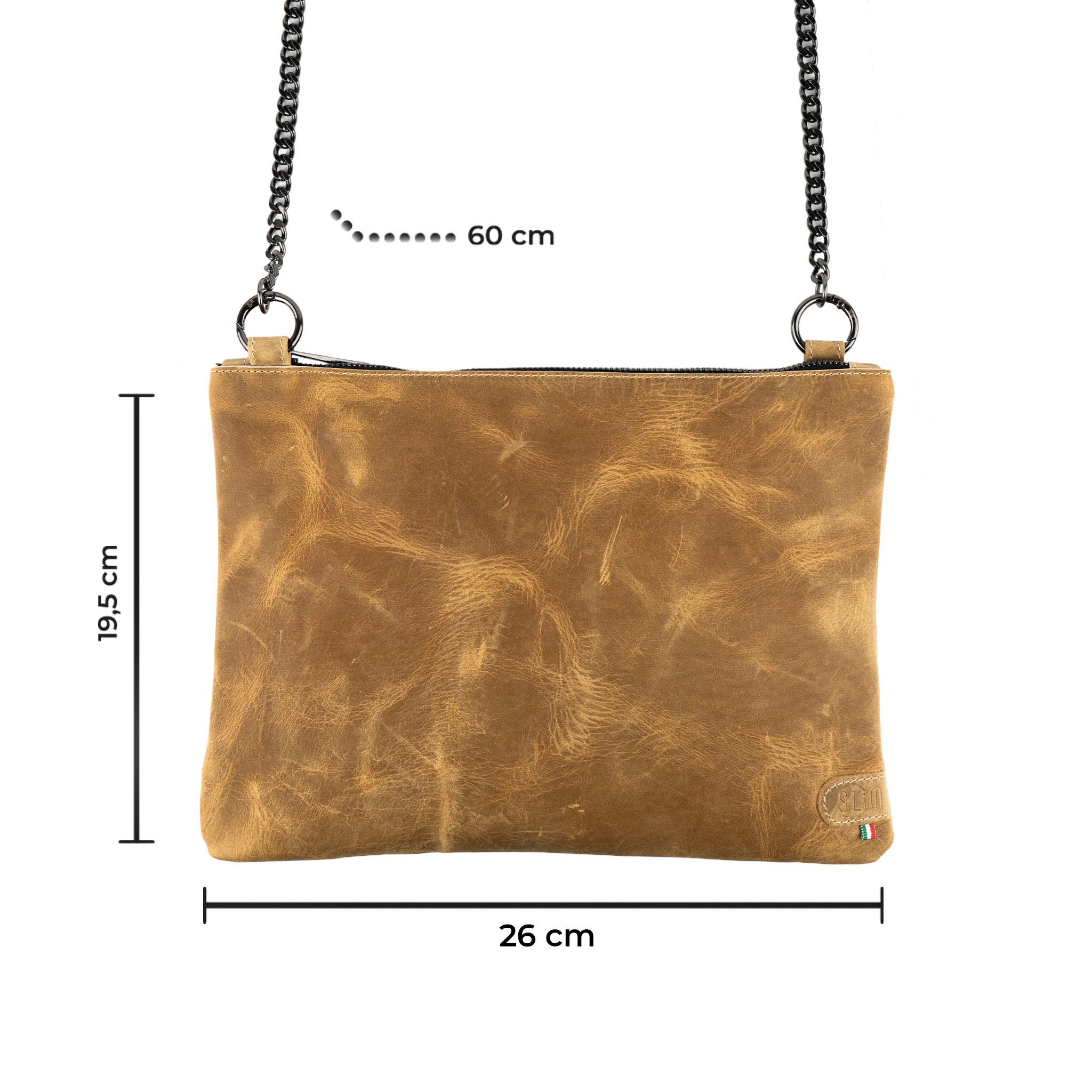 Clutch Bag with Wristband in Genuine Black Saffiano Leather