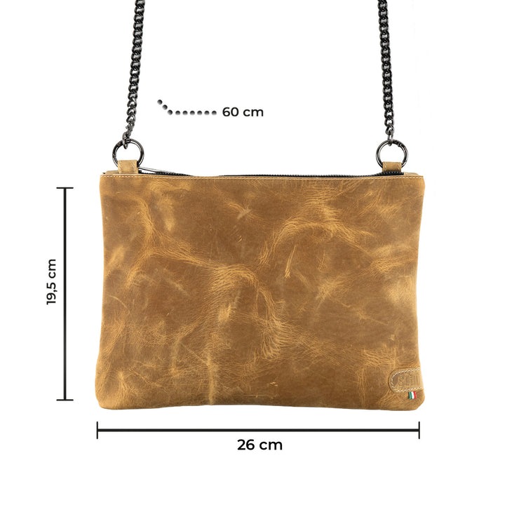 Clutch Bag with Wristband in Genuine Black Saffiano Leather