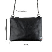 Cognac Genuine Vegetable Tanned Leather Clutch Bag with Shoulder Strap