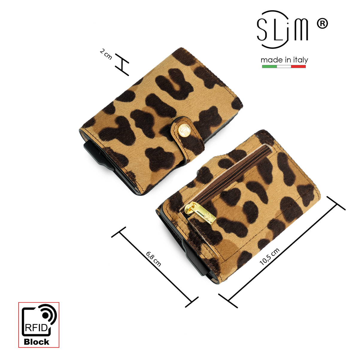 SLim®️ Genuine Animalier Leather Fuchsia/Black with zip coin purse and Animalier heart key ring