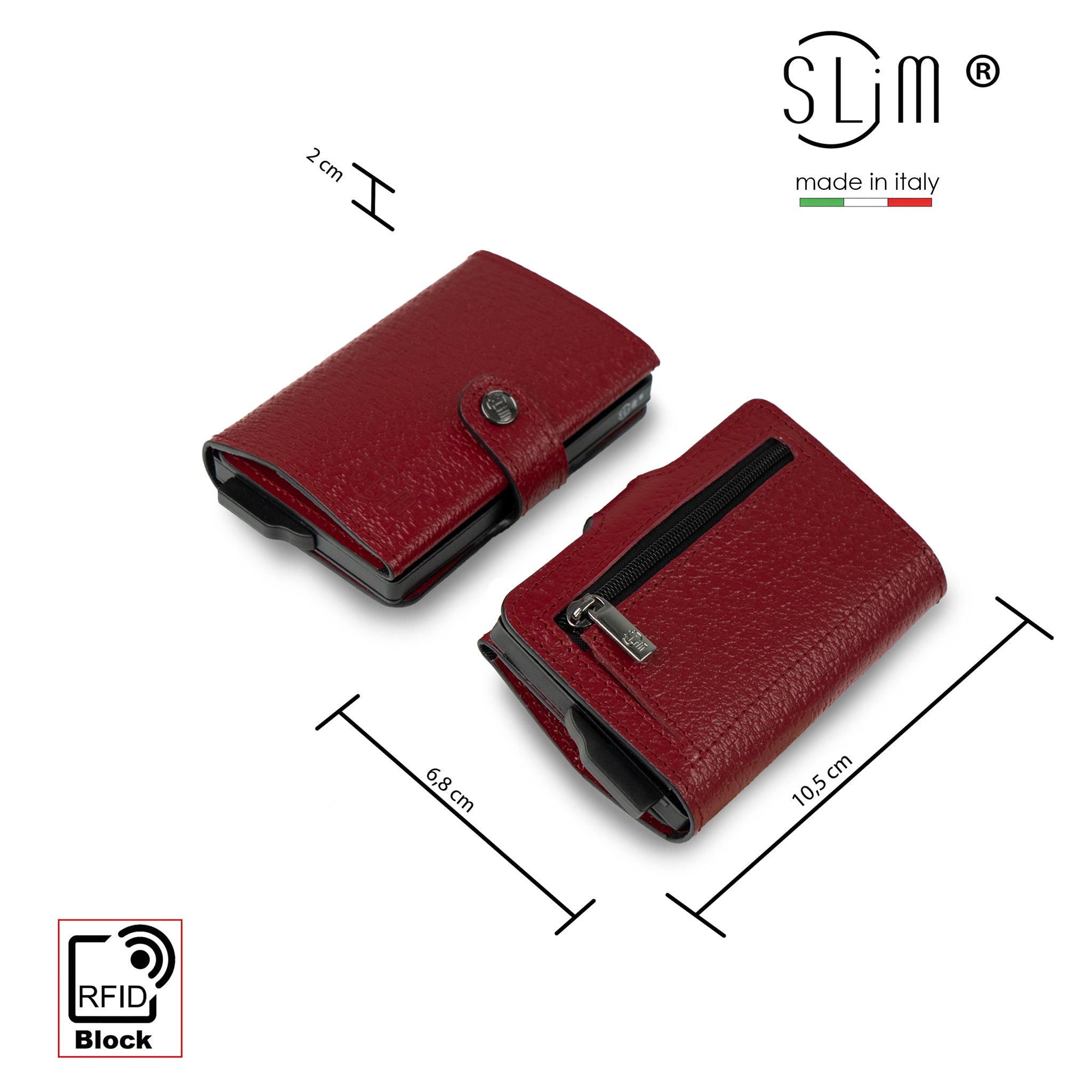 Porta Carte Vera Pelle Stampa Cinghialino Bordeaux