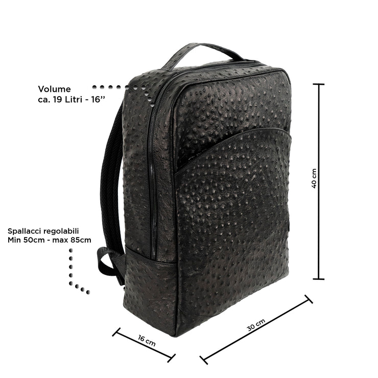 Genuine Leather Backpack Carbon Black