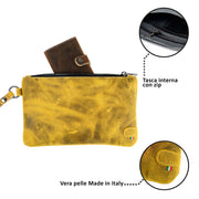 Pochette con Polsiera Vera Pelle Crazy Horse Sole