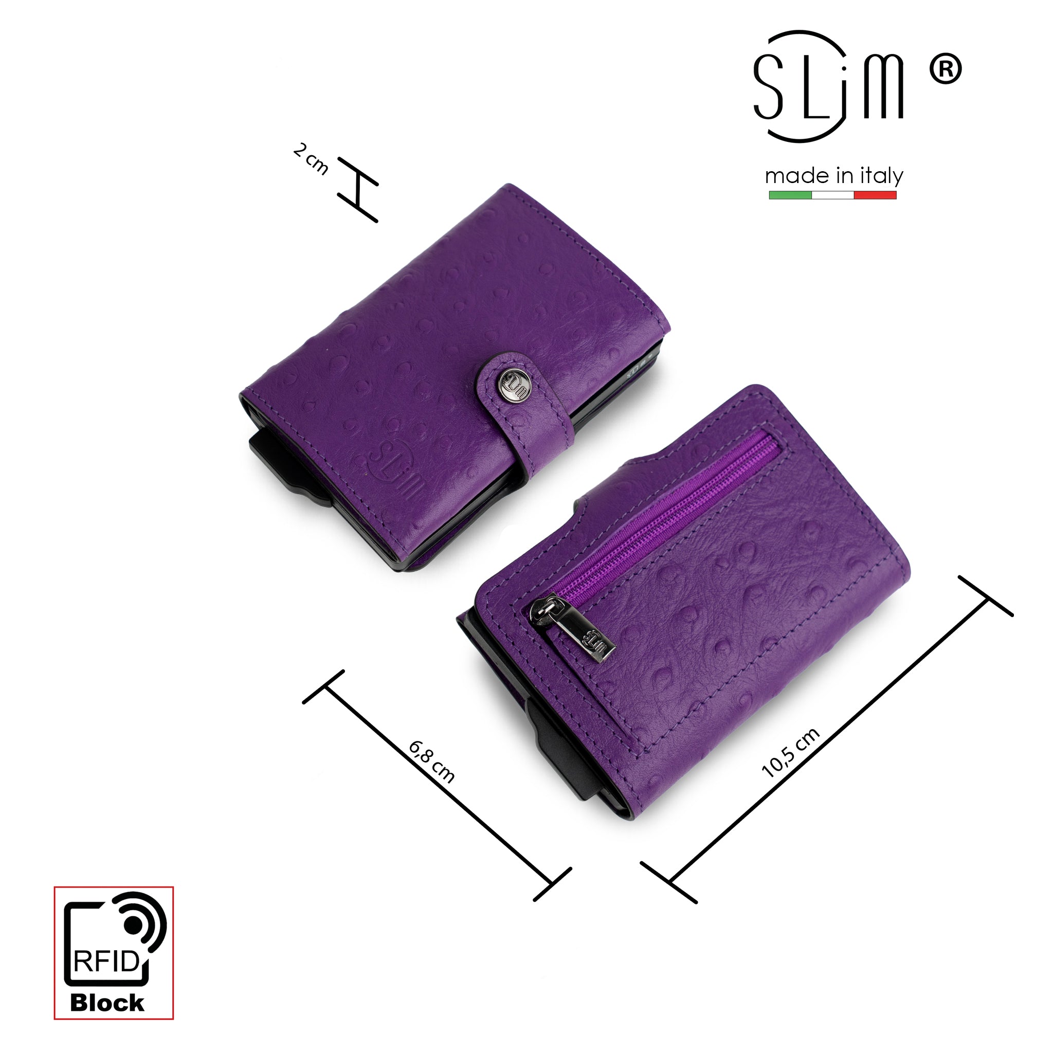 SLim®️ Vera Pelle stampa Struzzo Viola
