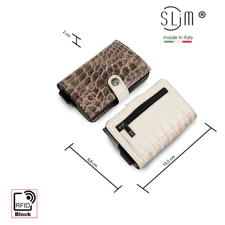 Portacarte Vera Pelle Cocco Beige