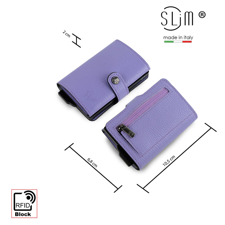 Porta Carte Vera Pelle Bottalato Lilla