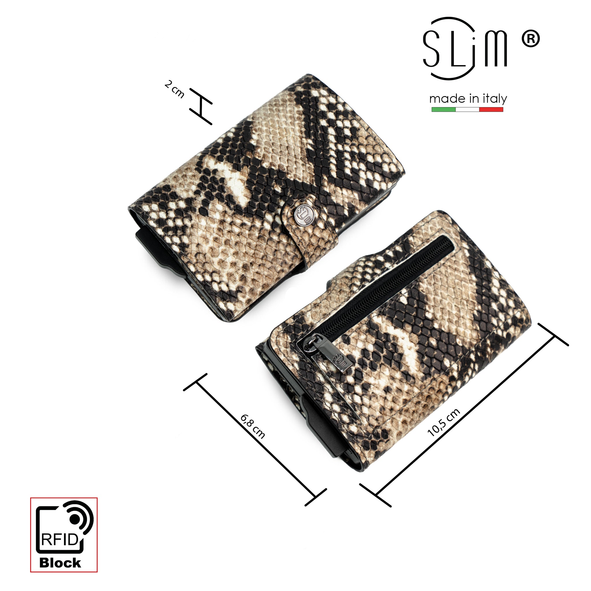 SLim®️ Genuine Animalier Leather Fuchsia/Black with zip coin purse and Animalier heart key ring