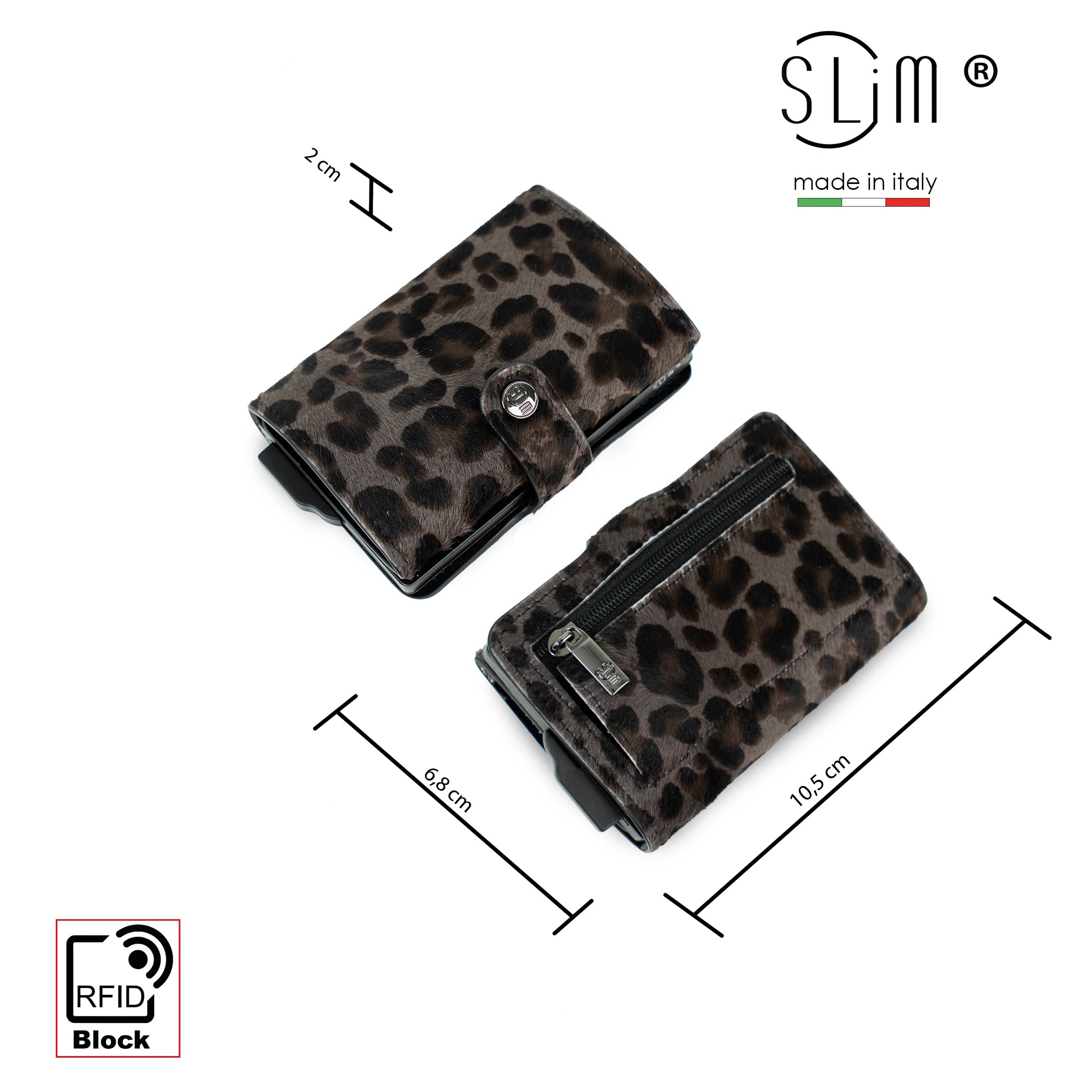 SLim®️ Genuine Animalier Leather Fuchsia/Black with zip coin purse and Animalier heart key ring