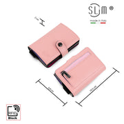 SLim®️ genuine leather wallet pink multicolor with coin pocket and zip