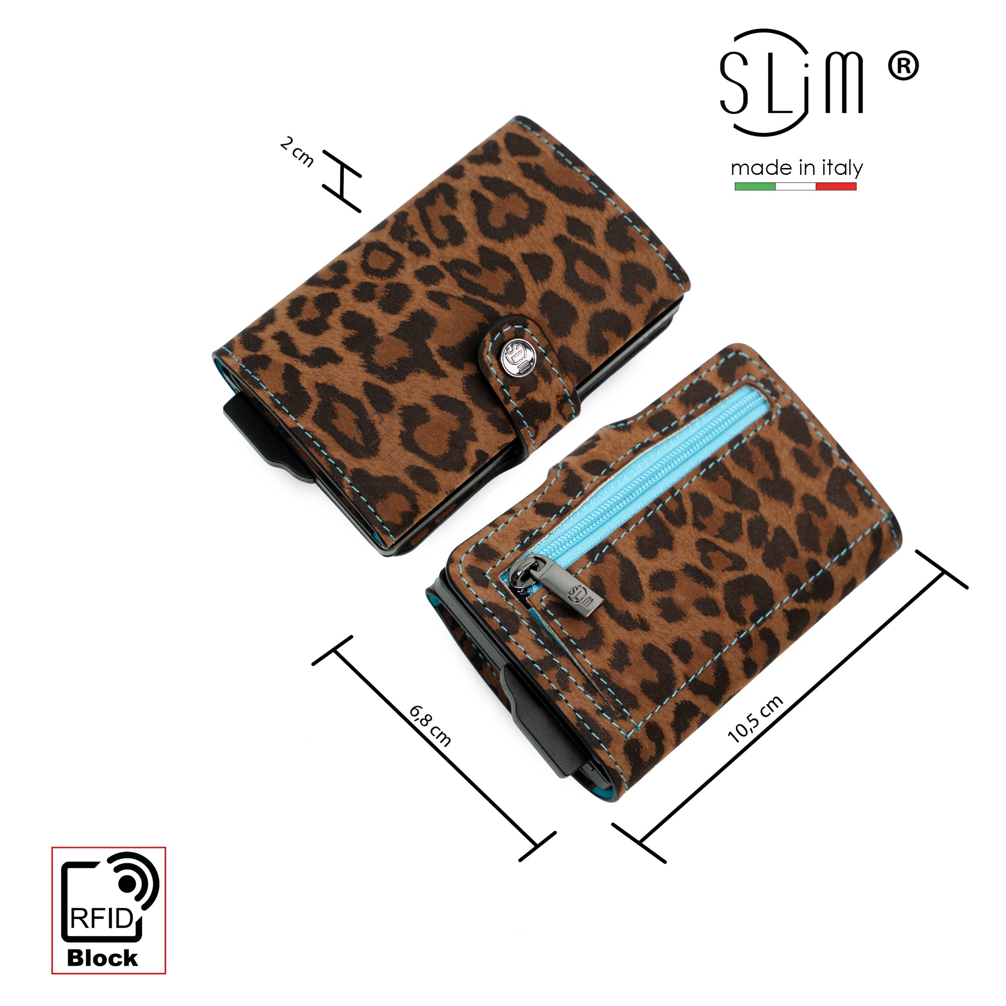 SLim®️ Vera Pelle Animalier Leopard Turchese