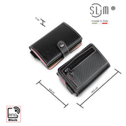 SLim®️ carbon style genuine leather wallet black/yellow with zip