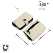 Porta Carte Vera Pelle Bottalato Beige con zip porta monete