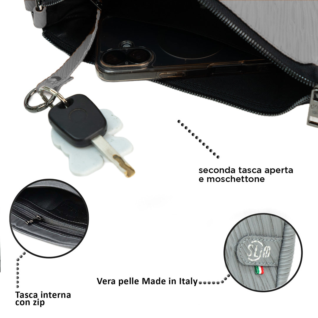 Pochette Max Epi Grigio