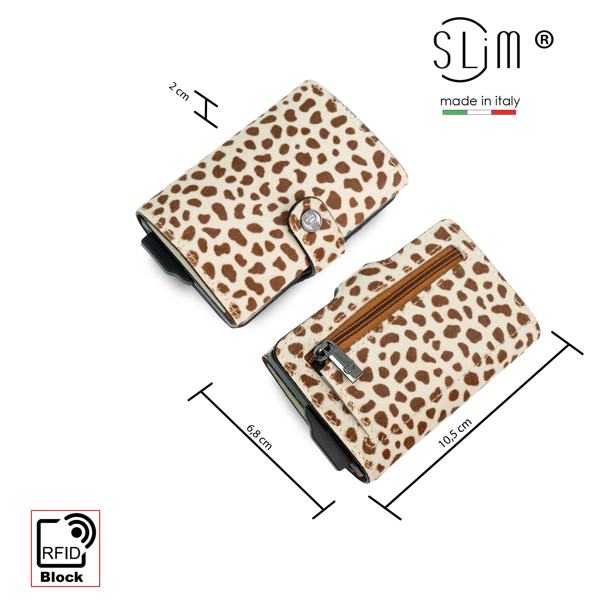 SLim®️ Genuine Animalier Leather Fuchsia/Black with zip coin purse and Animalier heart key ring