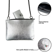Cognac Genuine Vegetable Tanned Leather Clutch Bag with Shoulder Strap