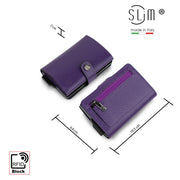 Porta Carte Vera Pelle Stampa Cinghialino Viola