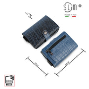 Portacarte Vera Pelle Cocco Blu