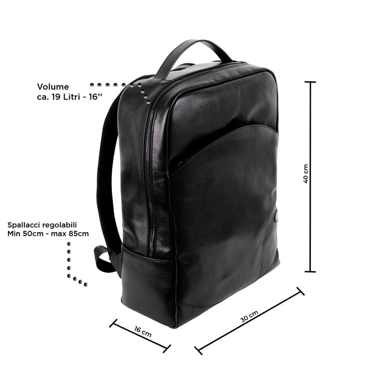 Genuine Leather Backpack Carbon Black