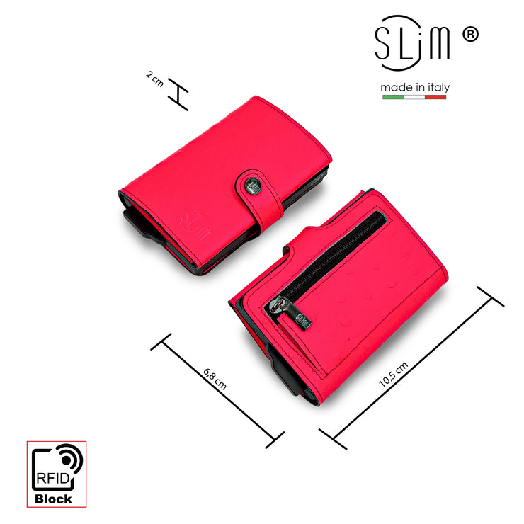 SLim®️ Vera Pelle stampa Struzzo Fucsia Fluo
