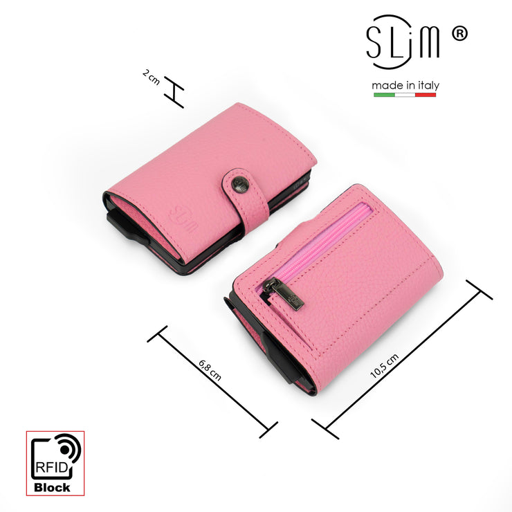 Porta Carte Vera Pelle Bottalato Pink