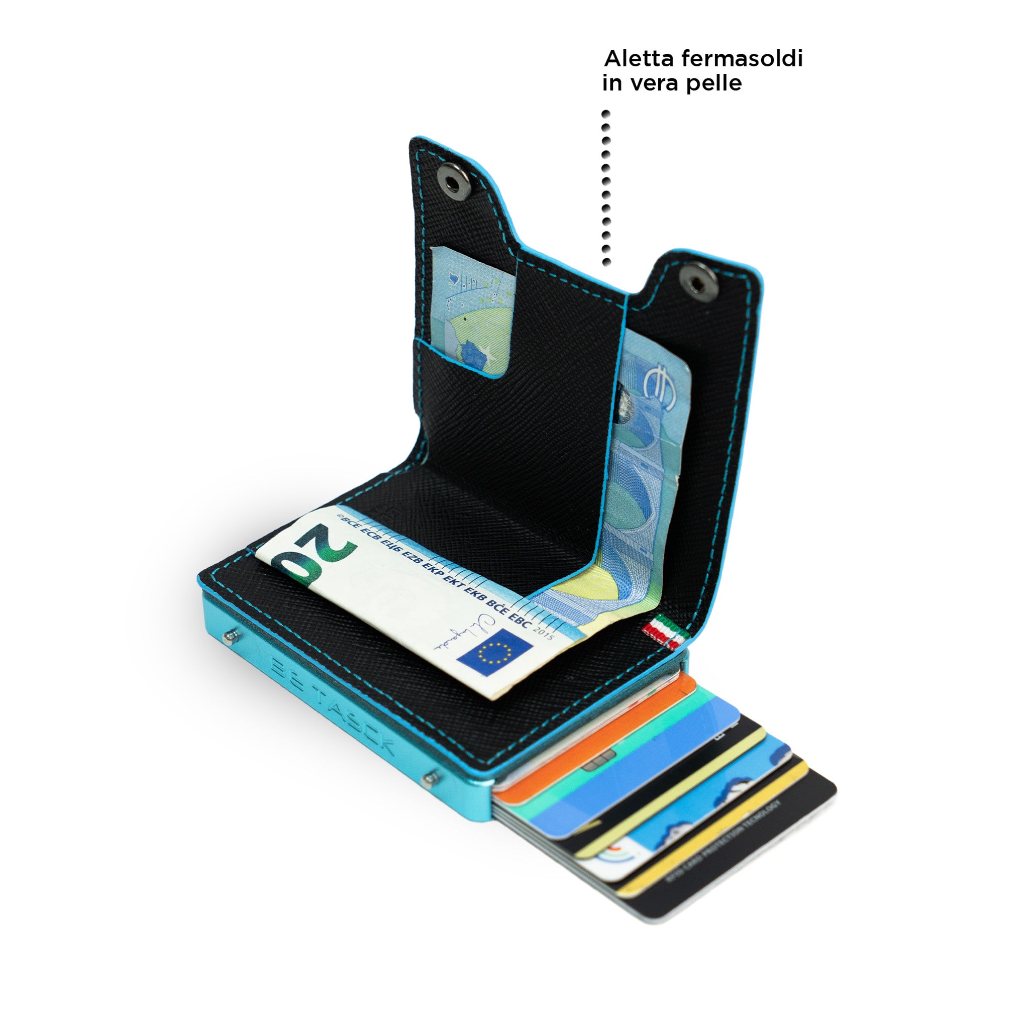 Be Tasck Saffiano Nero e Azzurro